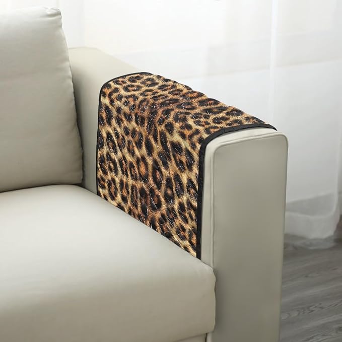 Leopard Sofa Arm Covers for Couch Stretch Arm Rest Cover, Anti-Stains Couch Arm Cover Easy to Clean Sofa Slipcover Furniture Protector Office Chair Armrest Covers