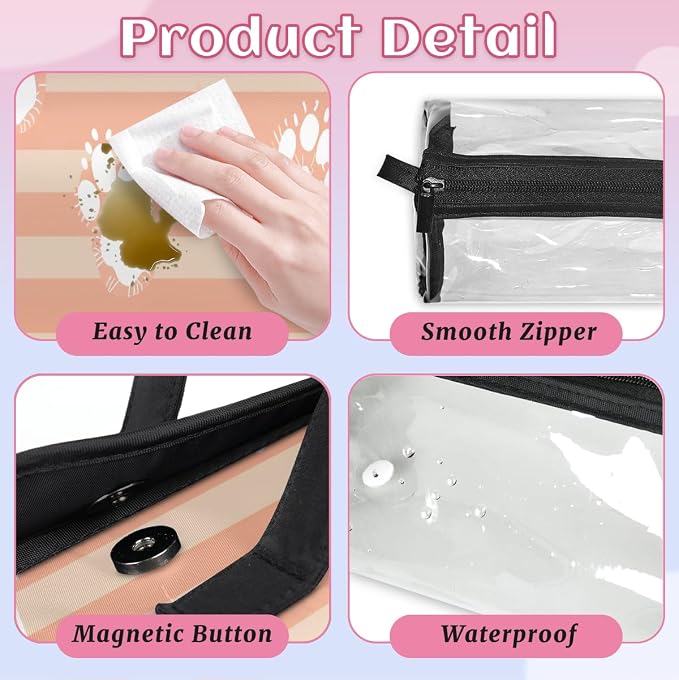 Dog Paws Makeup Bag for Women Hanging Roll-Up Travel Organizer Toiletry Kit with 4 Removable Compartments, Cat Pet Paw Animal
