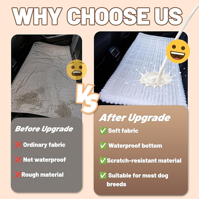 Dog Bed for Car Back Seat, Waterproof Dog Blanket for Car, White | Dog Bed for Car, Back Seat Dog Bed, Washable & Non-Slip Travel Pet Mat for For the Back Seat and Trunk, Fits Car, Truck & SUV