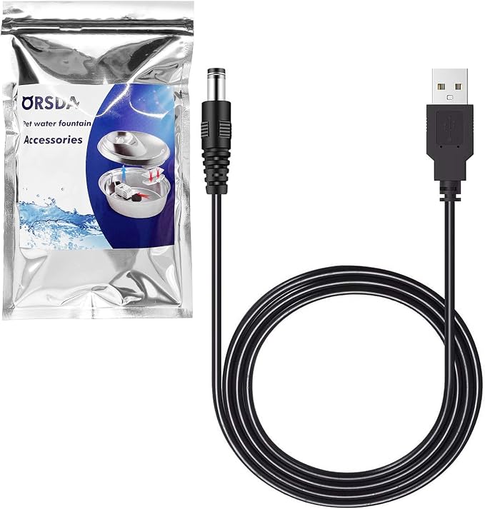 ORSDA Cat Water Fountain Parts Power Cord Replacement ONLY for ORSDA All Pet Fountains D30 / D60 / D36 / D66 - Not for Other Brands Fountain