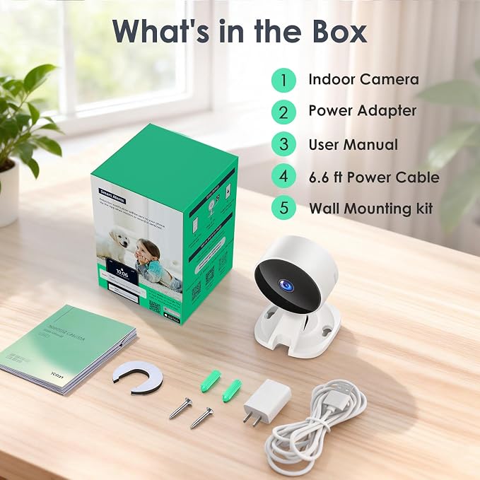 YOTON Indoor Security Camera for Baby Monitor, Home & Pets, 2.4GHz WiFi with Motion Detection, Night Vision, 2-Way Audio, Works with Alexa & Google Home, Local Storage or Optional Cloud, WS01