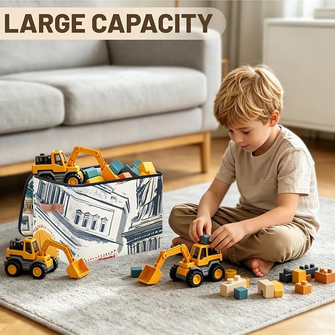 England London Foldable Storage Bin with Lid Zipper | Closet Shelf Organizer, Boxes, Basket Containers for Home, Lidded Storage Cube for Bedroom, Waterproof, with Handles