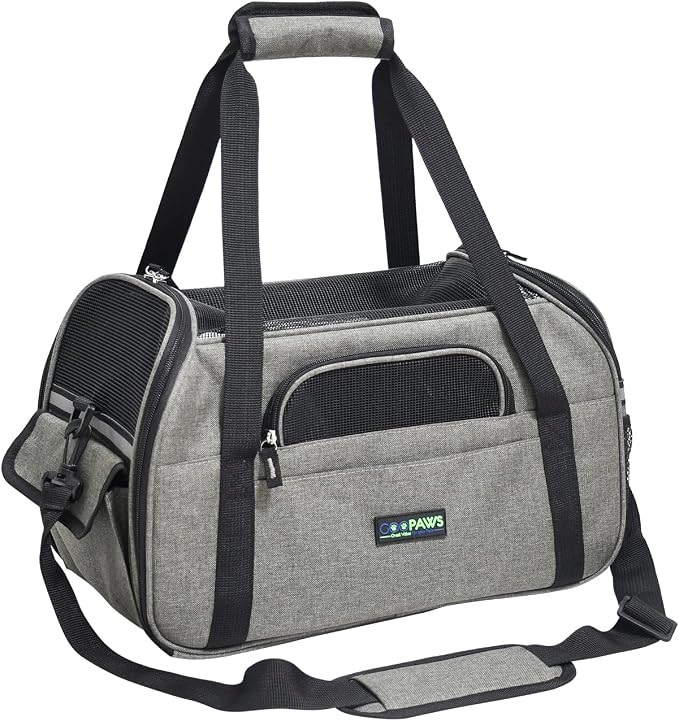 Jespet Airline Approved Soft-Sided Kennel Pet Carrier Travel Handbag | Lightweight, Foldable, Portable, Built-In Safety Leash, Luggage Sleeve, for Cats & Small Dogs, for Indoor & Outdoor