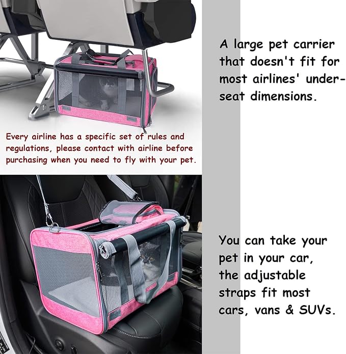 GAPZER Pet Carrier for Large and Medium Cat, Soft-Sided Pet Crate for Puppy | Dog Foldable Car Traveling Kennel Bag with Privacy Protection, Big Kitten Carrying Cage Ventilated Home Outdoor Vet Transport