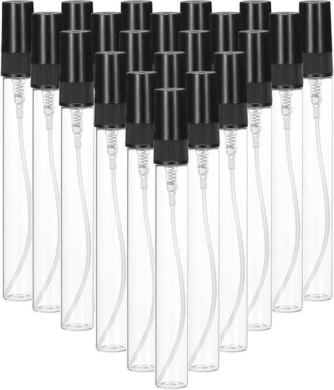 PATIKIL 10ml Glass Mini Perfume Sample Bottles, 36 Pcs Fine Mist Refillable Empty Mini Spray Bottle Fragrance Sample Bottles Sprayer for Perfume Travel Liquid Essential Oil, Black