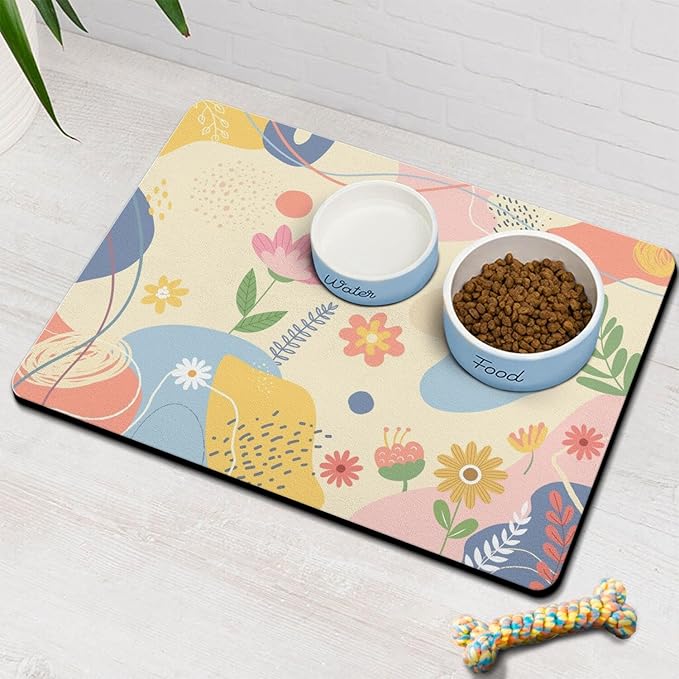 Pet Feeding Mat for Floors Waterproof Dog Mat for Food and Water Absorbent Quick Dry Non Slip mat for Cat Bowls