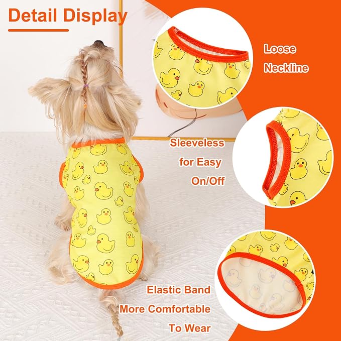 Dog Shirt Vest Dog Clothes for Small Dogs Boy Girl Stretchy Summer Puppy T-Shirts Soft Breathable Lightweight Puppy Sweatshirt Pet Cat Outfit (Yellow Duck, Small)