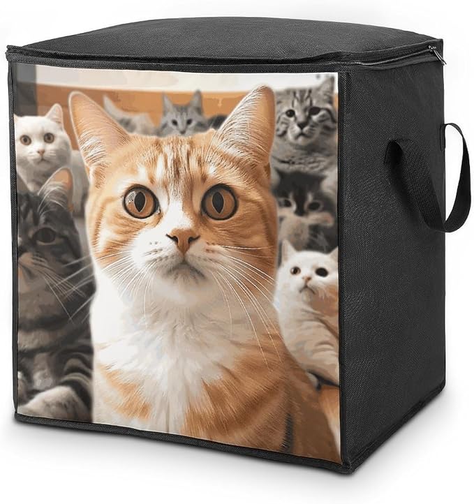 Funny Pet Cat Storage Bags with Reinforced Handles,Moving Bag with Zipper,Closet Organizers,Compression Packing Cubes