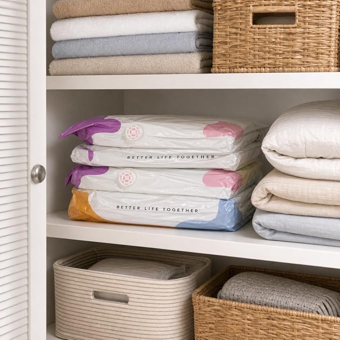 No Pump Vacuum Storage Bags, 5 Pack Large Space Saver Bags for Clothes, Comforters, Blankets and Bedding, 31.5 x 23.6 Inches