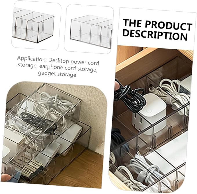 1pc Desktop Cable Organizer Box Usb Cable Storage for Home Office and Jewelry Made of Pet Material Lightweight and Portable for Tidying Cords and Items