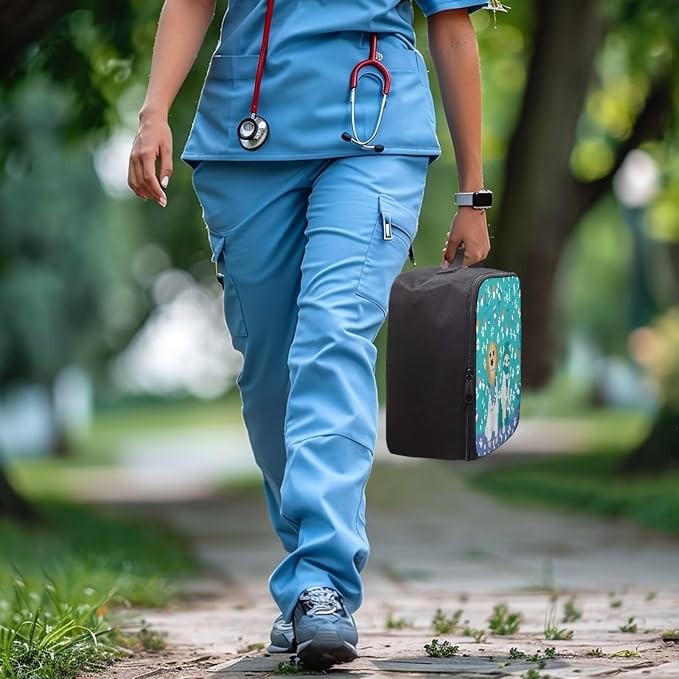 Cute Small First Aid Kit Travel Bag Empty Pet Nurse Medical Bag Empty Medium Portable Travel First Aid Kit Pouch Blue Medical Storage Bag for Car Home Camping Office Workplace School