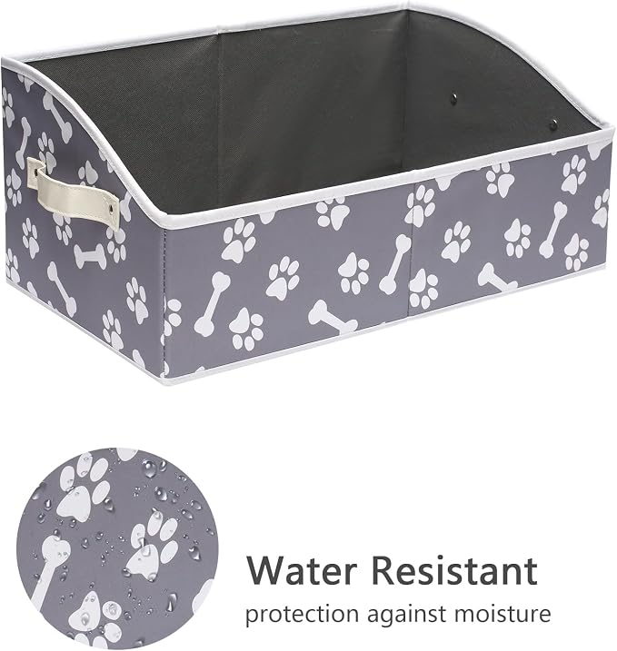 Geyecete Dog Toy Basket Large Dog Toy bin Dog Toy Box Storage Box - Foldable Fabric Trapezoid Organizer Boxes with Handle, Collapsible Basket for Dog Toys (Bone Claw)