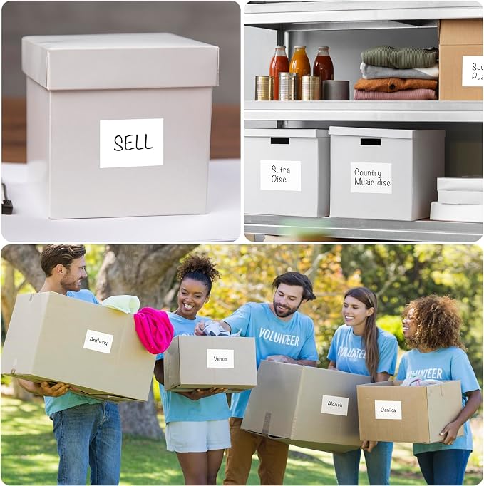160 Pcs Removable Labels for Storage Bins - 6 X 4 inch, Tear Resistant & No Residue, Matte White Blank Box Labels for Home, School & Business Organization.