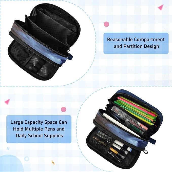 SUABO Pet Dog Shooting Star Pencil Case Large Pen Stationery Bag | Pencil Pouch Stationery Organizer with Compartments, Transparent PVC Layer, School Office Supplies for Kids Adults