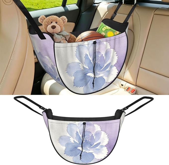 Flower Shadow Wash Car Seat Organizer-Backseat Storage Bag for Travel | Waterproof Durable. Holds Snacks Gear Essentials. Fits Most Cars.