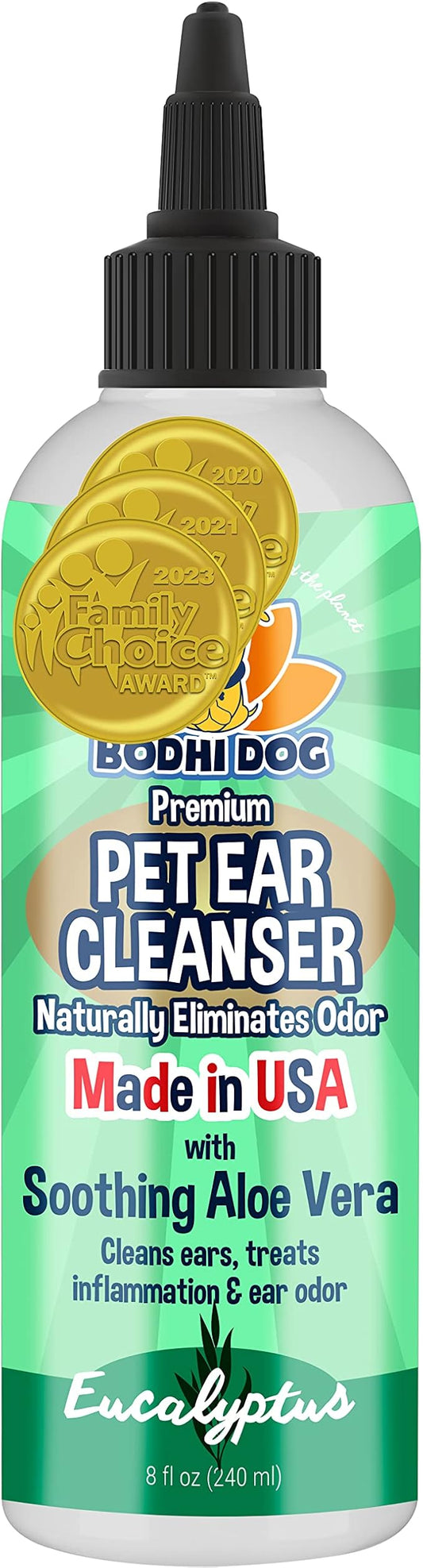 Bodhi Dog Ear Cleaner Solution for Dogs & Cats - Aloe Vera Ear Cleanser, Gentle, Safe for Ear Health - Removes Dirt, Wax & Debris - Prevents Odor & Irritation - Made in USA (8 Fl Oz)