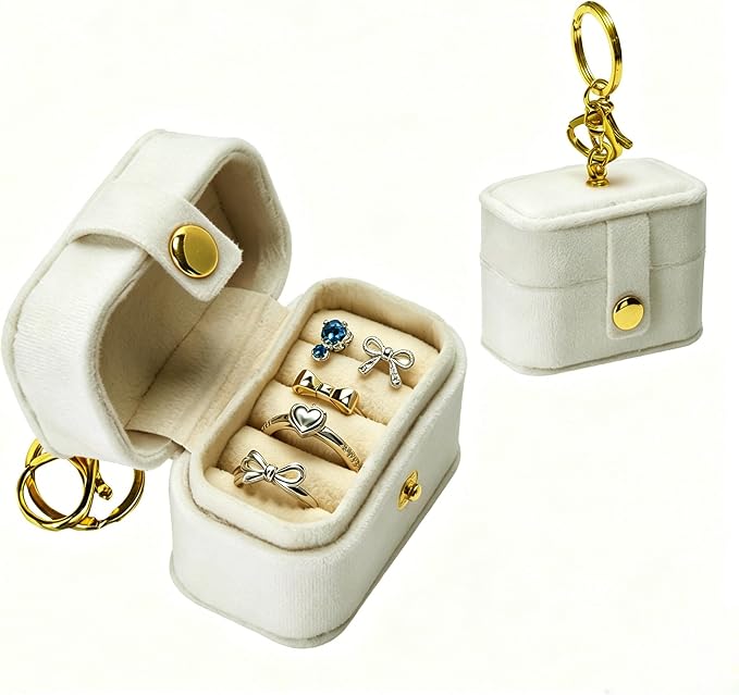 Ring Bearer Pillows for Dog Collar, Velvet Wedding Ring Pillow Box for Pet, Mini Ring Holder Pouch Box, Earrings Storage Box for Proposal Engagement Wedding Ceremony Party (Ivory)