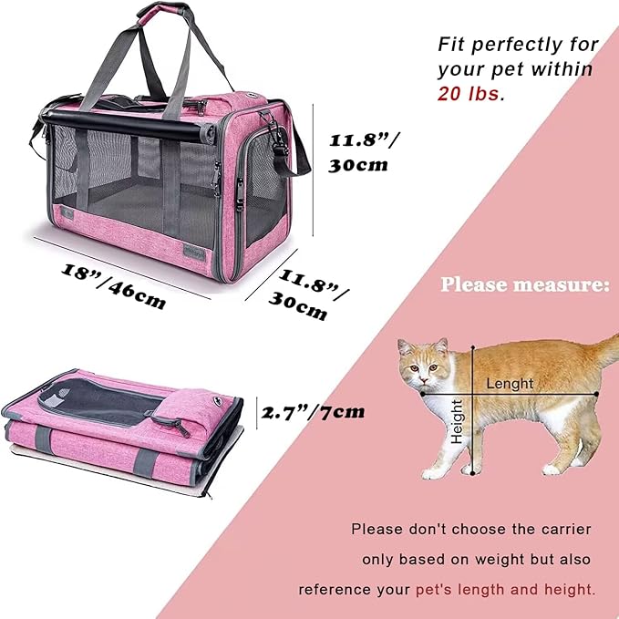 GAPZER Pet Carrier for Large and Medium Cat, Soft-Sided Pet Crate for Puppy | Dog Foldable Car Traveling Kennel Bag with Privacy Protection, Big Kitten Carrying Cage Ventilated Home Outdoor Vet Transport