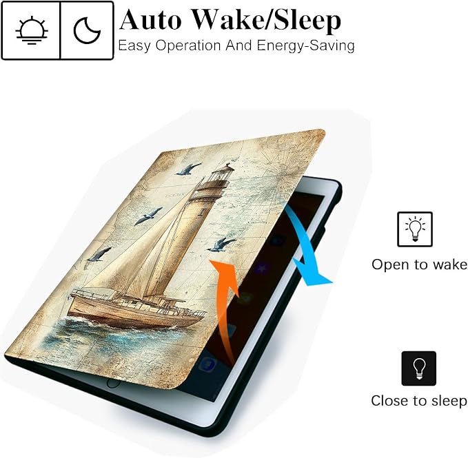 for Microsoft Surface Pro 8-13" 2021 Tablet Case,Auto Wake/Sleep,Adjustable Stand Protective Cover - Vintage Nautical Map