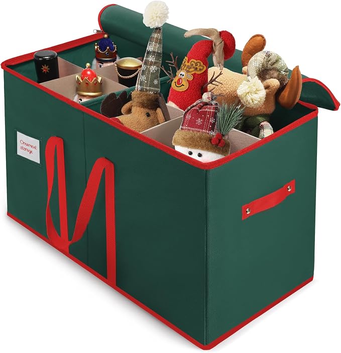Christmas Nutcrackers Storage Box Stores 8 Figurines 15 " Storage Container | Large Ornaments Storage Box and More - Holiday Decor Organizer with Adjustable Dividers, Xmas Decorations Accessories Boxes