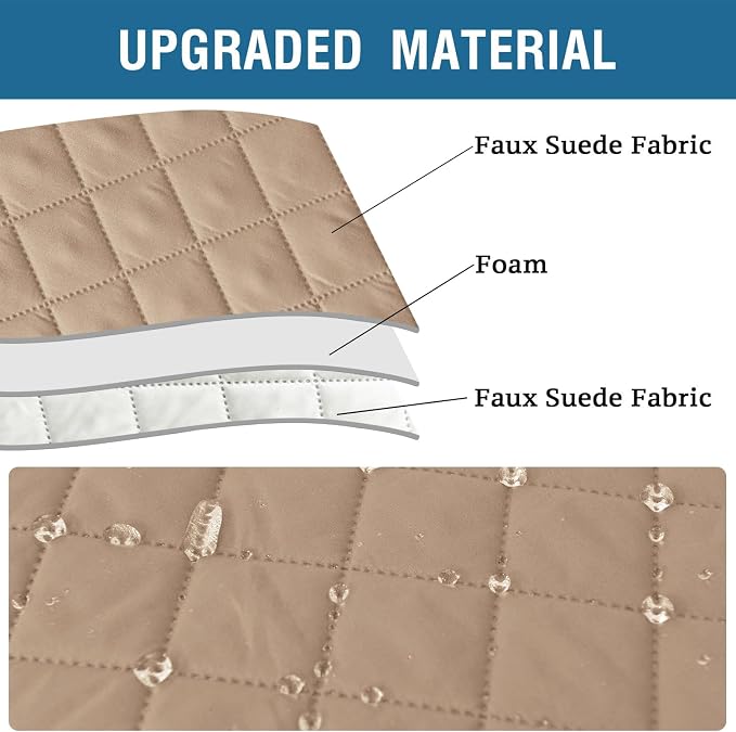 2 Pack Water Resistant Armrest Covers for Chairs and Sofas Couch Arm Covers for Sofa with 3 Pockets for Phone Sofa Arm Protector for Pets, Cats (Sand)