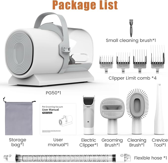 FIXR Dog Grooming Vacuum, Pet Grooming Kit with Dog Clippers, 2.5L Dust Cup 11000Pa Dogs Vacuum for Shedding Grooming, 5 Grooming Tools Home Cleaning in 1, Low Noise Pet Grooming Vacuum for Dogs