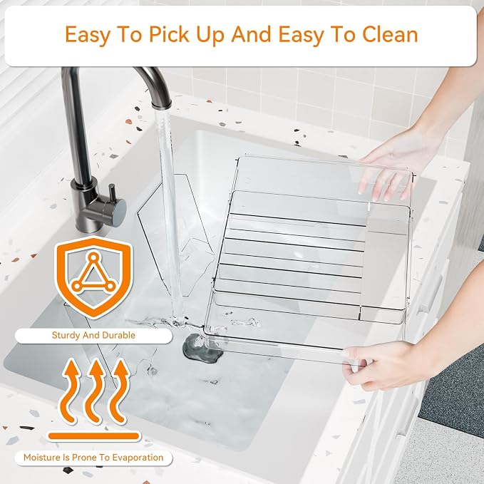 Acrylic Clear Expandable Kitchen Utensil Drawer Organizer and Silverware Organizer,BPA FREE Adjustable Silverware Tray for Drawer Cutlery,Spatula,Tools,Flatware Organizers,Fork and Spoon Holder