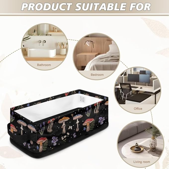 Mushrooms Toilet Paper Basket Toilet Paper Holder, Toilet Paper Bin for Bathroom Toilet Roll Paper Storage and Organizer for RV Closet, Bedroom