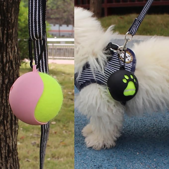 Portable Pet Ball Sleeve Storage Box, Dog Toy Ball Rack, with Dog Leash Attachment, Standard Tennis Balls Size, and Stain-Resistant