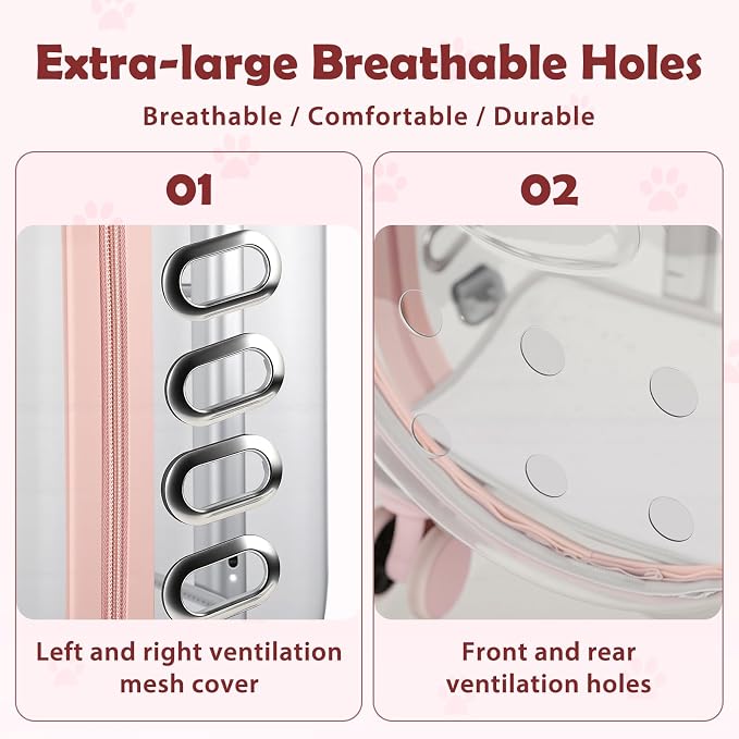 Pet Trolley Case with Ventilation Holes, Pet Carrier,Pet Rolling Carrier,Clear Window Pet Trolley Case,Pet Strollers for Small Dogs,Cat Carrier with Silent Wheels Telescopic for Travel (Pink-A)