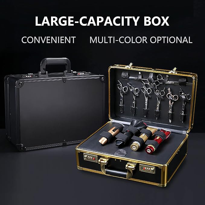 Barber Beauty Salon Tool Kits Storage Travel Carry Case,Hairdresser Salon Trimmer Holder Organizer Box with Lock,Barber Carrying Case for Hair Stylist Pet Groomer (Black)