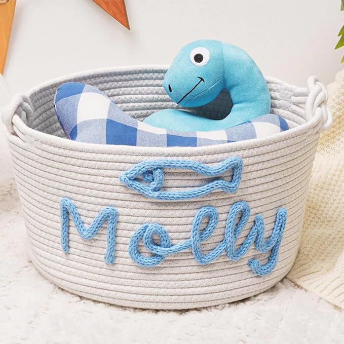 Generic PPersonalized Dog Toy Basket, Custom Cotton Rope Toy Storage Bin For Dogs & Cats, Durable & Stylish Organizer With Pet's Name For Pet Owners (Style I)