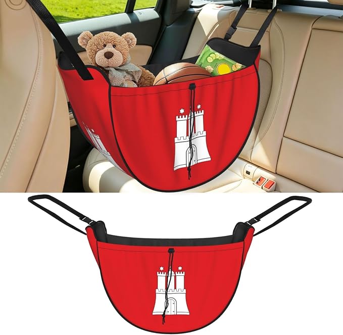 Hamburg Flag Car Seat Organizer-Backseat Storage Bag for Travel | Waterproof Durable. Holds Snacks Gear Essentials. Fits Most Cars.