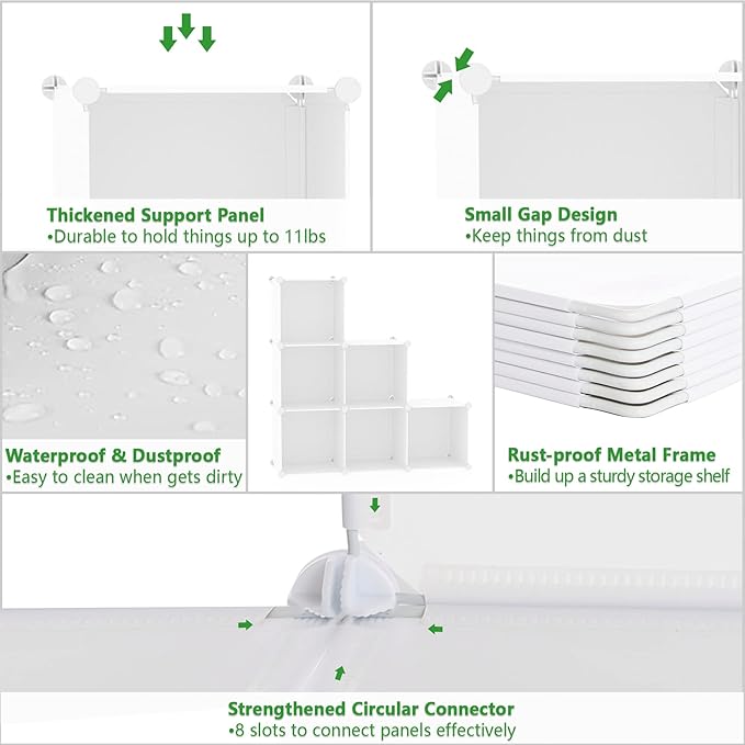 C&AHOME 6-Cube Storage Organizer Cube Shelf Closet Storage Bookcase, Milky | Stackable Cubby Storage, Bookshelf, Portable Plastic Storage Closet Organizer, DIY Modular Shelving Units for Home, Wardrobe