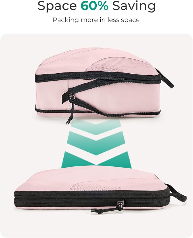 BAGSMART Compression Packing Cubes for Travel | Lightweight suitcase organizers bag set, space-saving double zipper expansion for carry-on luggage & travel organization