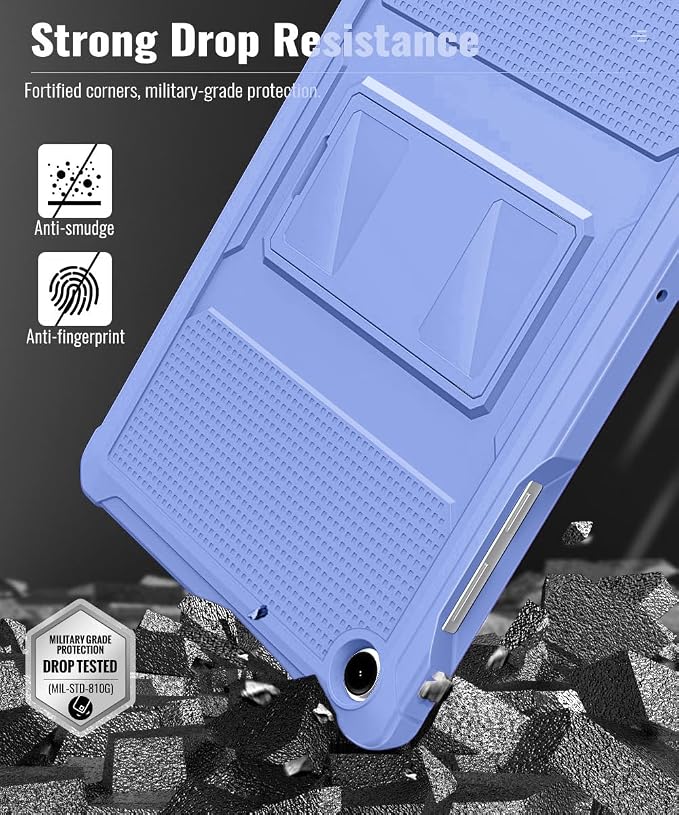 MoKo Shockproof Case Fit Samsung Galaxy Tab A11+ Plus/ A9+ 11 Inch | Full Body Rugged Stand Back Cover with Built-in Screen Protector for Galaxy Tab A11+/ A9+ Tablet, Lavender Purple