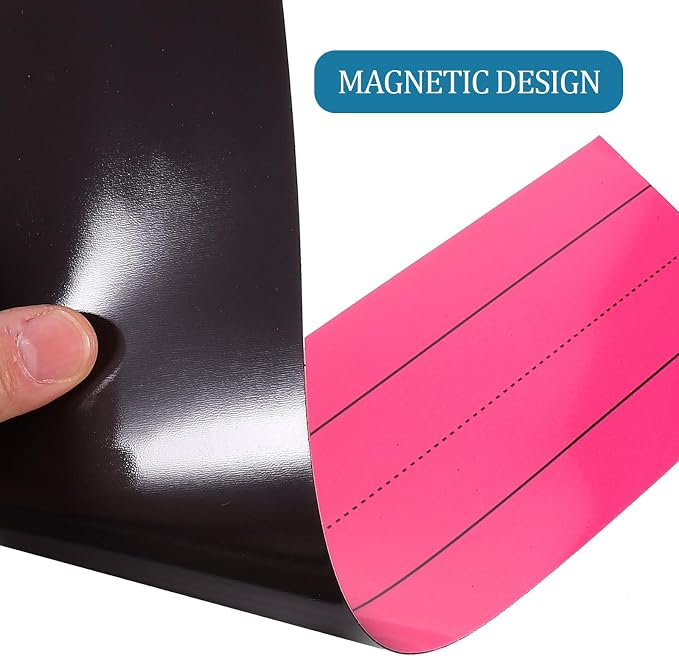 Homoyoyo 3pcs Magnetic Sentence Strips with Unique Lined Design and Magnetic Paste for Blackboards and Desks for Whiteboard and Fridge Organization