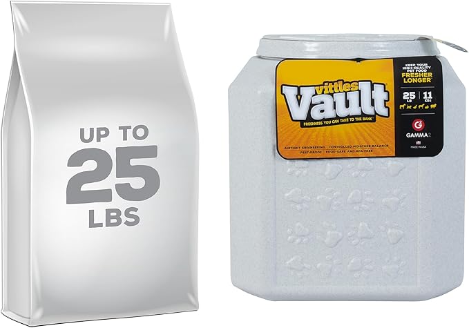 Vittles Vault Vittles Vault Pawprint Food Storage Container + Scoop, 25lbs | BPA Free Plastic, Sealed Airtight for Kibble, Bird Seed, Oatmeal and More; Includes Scoop, Made in USA
