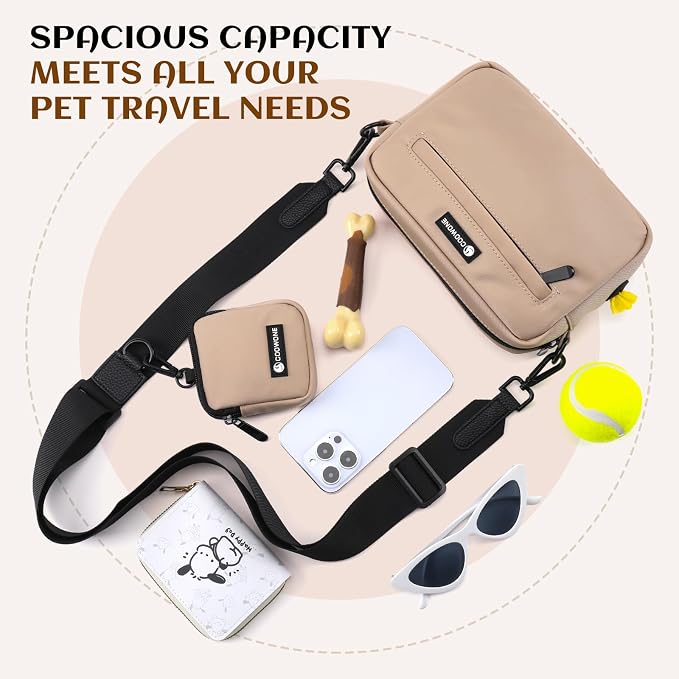 Dog Treat Pouch with Removable Small Pet Training Treat Pouches, Built-in Poop Bag Dispenser, Adjustable Shoulder Strap Cross Body Dog Walking Bag (Coffee)