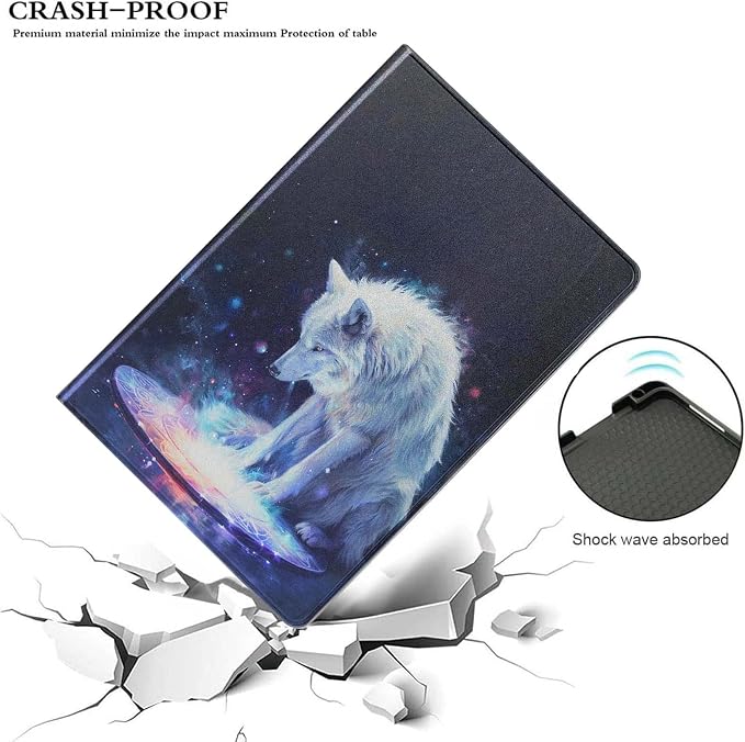 for Samsung Galaxy Tab E 9.6" Tablet Case 2015(SM-T560/T561/T565/T567),Premium Leather Folio Stand Auto Wake/Sleep,Multiple Viewing Stand,White Wolf