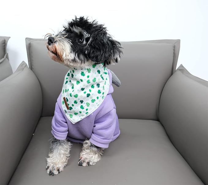 St. Patrick's Dog Bandana, Shamrock Triangle Bid Scarf for Medium Large Dogs, Cotton Kerchief for Girl Boy Puppies, Cute Spring Green Bandana