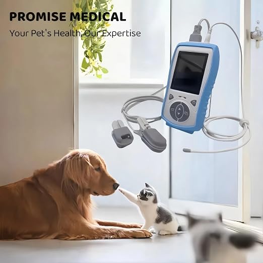 Vet Handheld Monitor with 2.8" LCD, Pet Vital Signs Monitor for SpO2 / Heart Rate/TEMP, Rechargeable Battery - Veterinary Use for Dogs, Cats, Horses etc. (Bundle with Pouch)