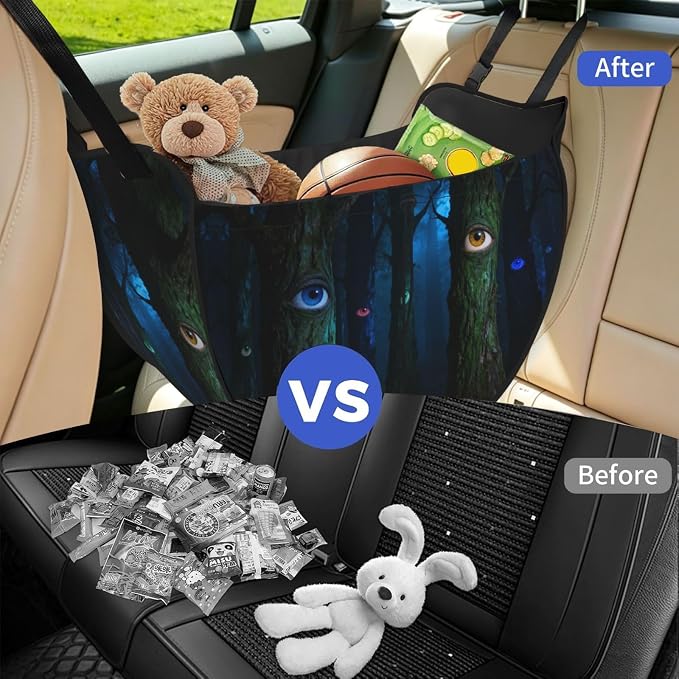 Eyes with trees Car Seat Organizer-Backseat Storage Bag for Travel | Waterproof Durable. Holds Snacks Gear Essentials. Fits Most Cars.