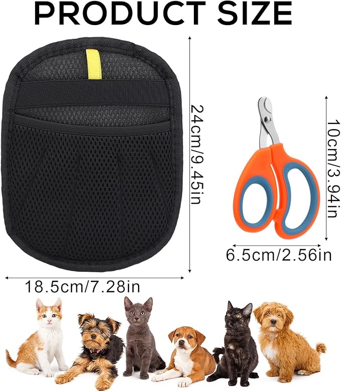 Electrostatic Pet Hair Removal Gloves, Five-Finger Animal Fur Removal Tool, Reusable Dog Cat Hair Magic Remover Gloves Brush with Nail Clipper Grooming Glove for Clothes Couch Carpet Car Seat