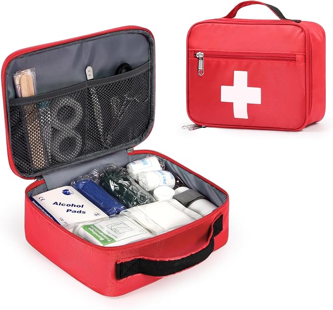 Gatycallaty First Aid Bag Empty Emergency Treatment Medical Bags Multi-Pocket for Home Office Car Traveling Hiking Trip (Medium, 1 Piece)