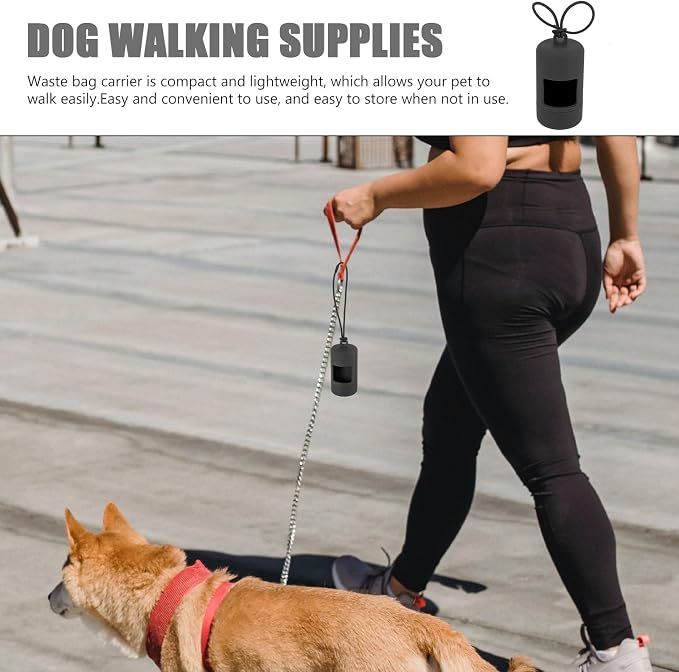 FRCOLOR Pet Poop Bag Holder Dispenser Plastic Waste Bag Organizer Portable Pet Cleaning Supply for Daily Outdoor Use Black