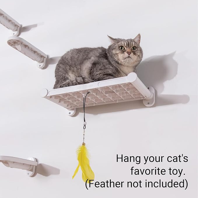 Cat Wall Shelves, 17" x 8" Cat Wall Furniture with Felt Pad, Simple and Modern Design Wal Mounted Platforms for Pet Sleeping and Playing, Easy to Install and to Clean(White)