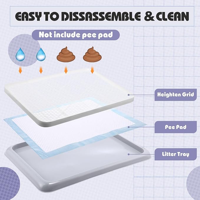 Mifoci Dog Training Pad Holder with Mesh Tray Non-Slip Leak Proof Puppy Potty Tray for Small Medium Large Dogs Pee Pad Holder Easy Clean Indoor Bathroom(19.69 x 14.17 Inch)