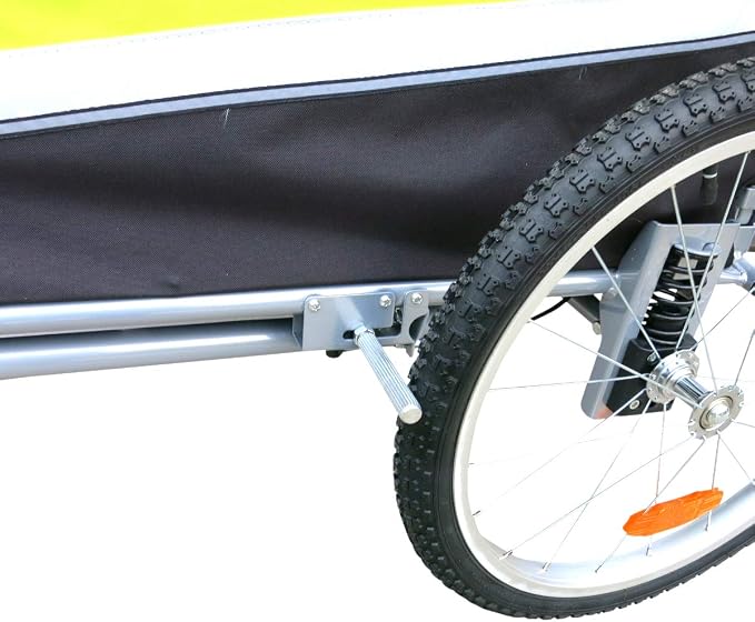Booyah Large Pet Bike Trailer Dog Stroller & Jogger with Shocks Non Tipping. Green/Yellow