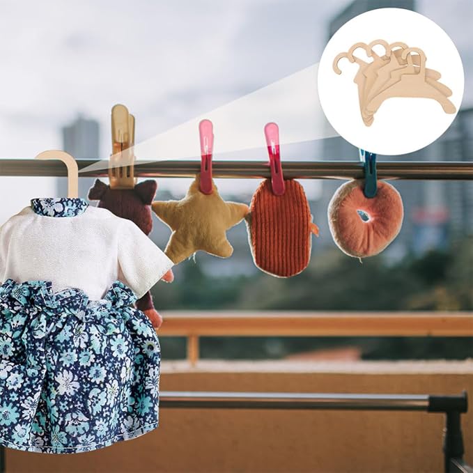 5pcs Pet Clothing Wooden Hanger 6.3 Inch 16cm Small Garment Rack | Universal Size Design, Lightweight Wood Build, Non-skid Support